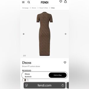 Fendi Brown FF Logo Midi Dress